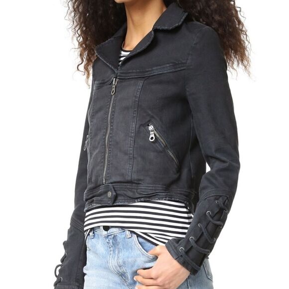 Free People charcoal denim jacket - Picture 1 of 9